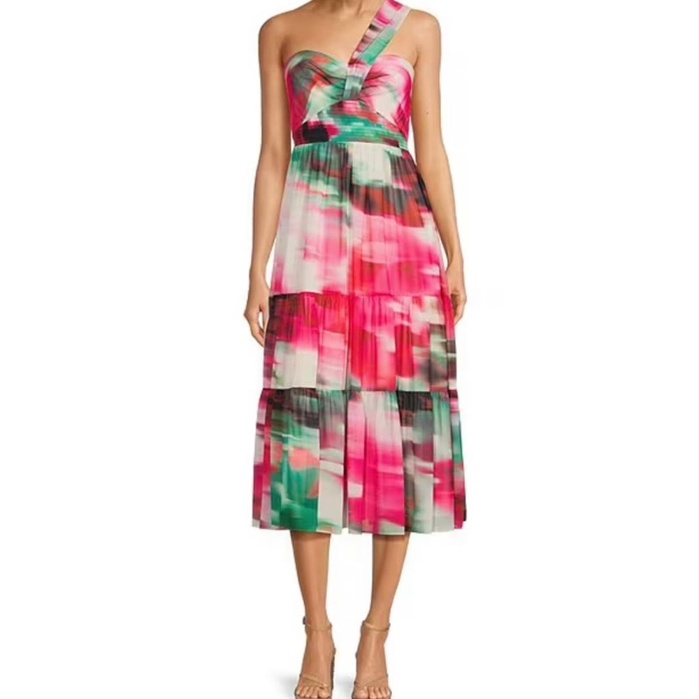 Belle Badgley Mischka Remi Georgette strapless one shoulder dress size 4